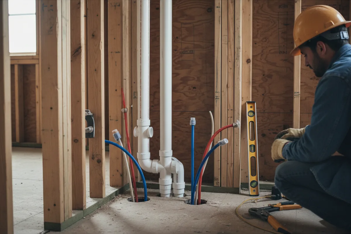 Drain and supply rough-in during Drain Cleaning in Atlas